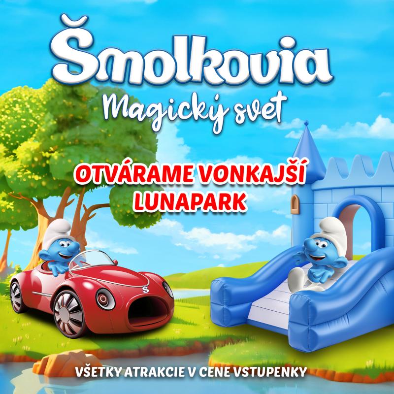 Zábavný park Šmolkovia otvoril lunapark, príďte si užiť kolotoče, autodrom aj trampolíny pod holým nebom