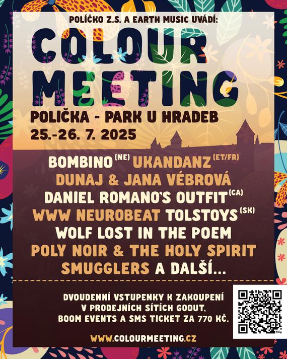 COLOUR MEETING 2025 OZNAMUJE PRVNÍ JMÉNA A MEZI NIMI I AFRICKOU HVĚZDU BOMBINA, DUNAJ S JANOU VÉBROVOU A WWW NEUROBEAT.